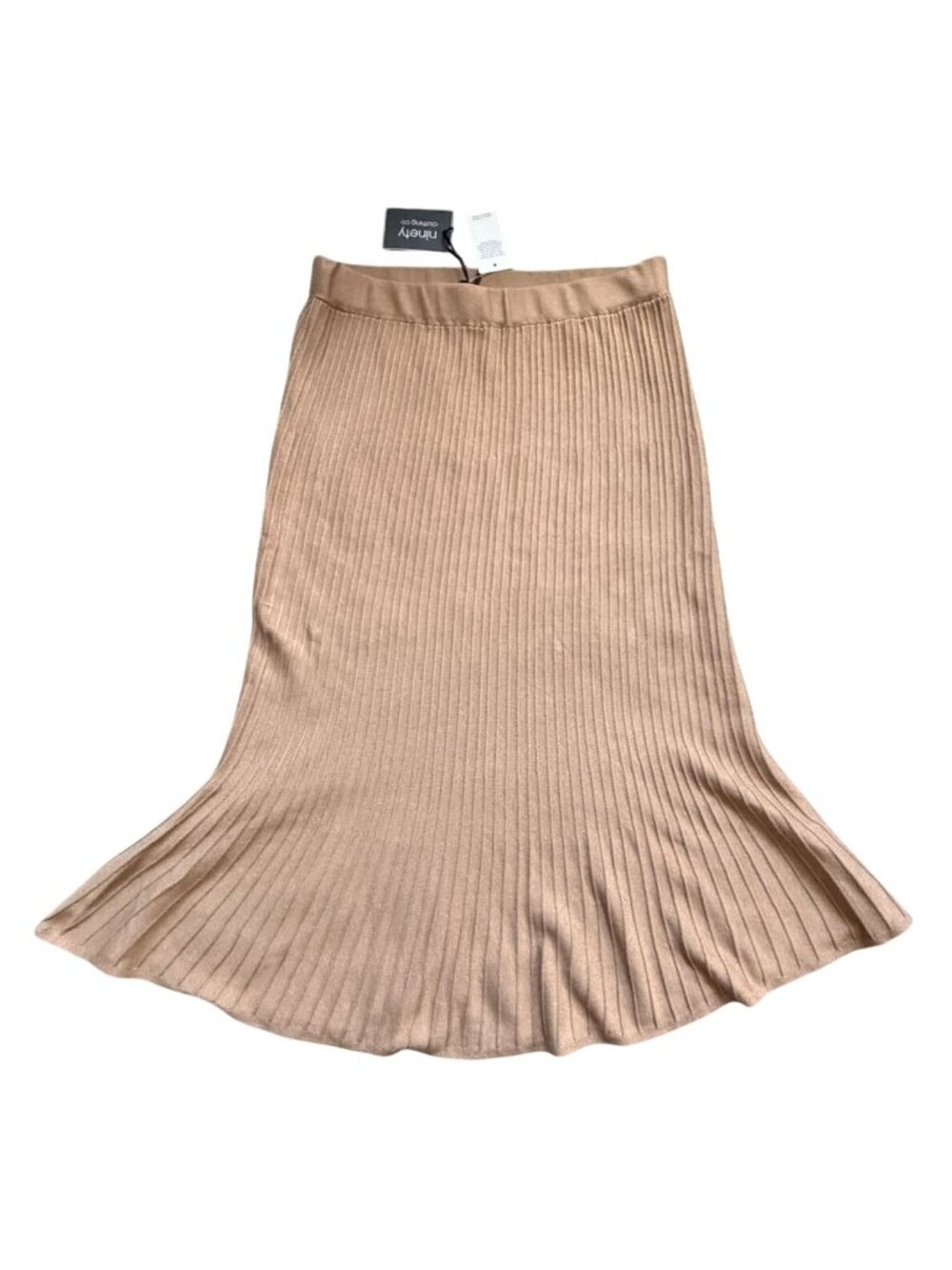 Ninety Clothing Co Womens Ribbed Knit Midi Skirt-Brown-Size L-NWT